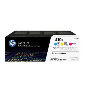 HP 410XLaserJet, lot de 3 cartouches de toner grande capacité authentiques, cyan/magenta/jaune