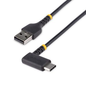 StarTech.com Câble de Charge Rapide USB-A vers USB-C de 2m, Robuste, Coudé à Droite, Charge et Synchronisation, 3A, USB 2.0, Gaine TPE et Fibre d'Aramide - Cordon de Charge USB