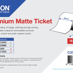 Epson Rouleau d'étiquettes Premium Matte 80mm x 50mm pour TM-C3400