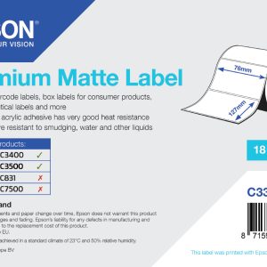 Epson Premium Matte Label - Die-cut Roll: 76mm x 127mm, 265 labels