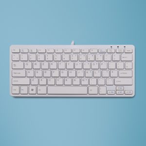 R-Go Tools Clavier ergonomique R-Go Compact, design plat, mini-clavier, QWERTY (UK), filaire, blanc
