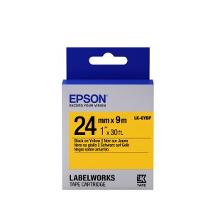 Epson LK-6YBP - Couleur Pastel - Noir sur Jaune - 24mmx9m