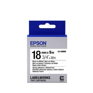 Epson LK-5WBW - Adhésif Fort - Noir sur Blanc - 18mmx9m