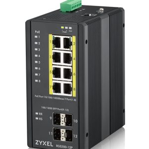 Zyxel RGS200-12P Géré L2 Gigabit Ethernet (10/100/1000) Connexion Ethernet, supportant l'alimentation via ce port (PoE) Noir
