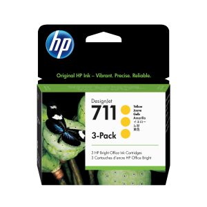 HP 711 pack de 3 cartouches d'encre DesignJet jaune, 29 ml