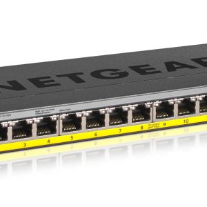 NETGEAR GS116PP Non-géré Gigabit Ethernet (10/100/1000) Connexion Ethernet, supportant l'alimentation via ce port (PoE) Noir