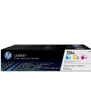 HP 126A pack de 3 toners LaserJet cyan/magenta/jaune authentiques