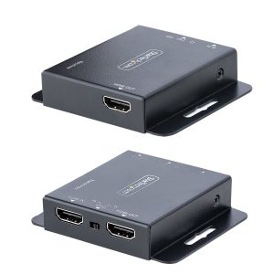 StarTech.com Extendeur HDMI 4K sur Câble Ethernet CAT6/CAT5, Extendeur Vidéo 4K 30Hz ou 1080p 60Hz, Câble HDMI sur Ethernet, Kit Émetteur et Récepteur HDMI, Télécommande IR