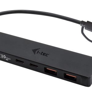 i-tec Metal C31HUBMETAL2A2C hub & concentrateur USB 3.2 Gen 1 (3.1 Gen 1) Type-C 10000 Mbit/s Noir