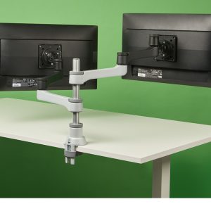 R-Go Tools Bras d'écran R-Go Zepher, bras réglable pour moniteur double, 100% circulaire, capacité de charge jusqu'à 8 kg, noir